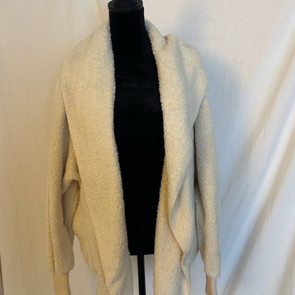 Cozy Cream Open Front Sherpa Style Cardigan